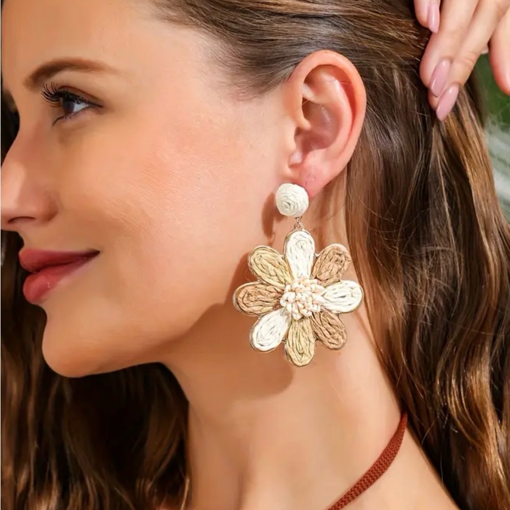 Raffia Floral Drop Earrings